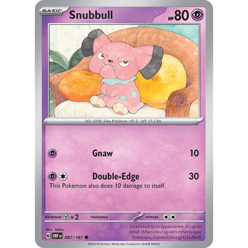 Snubbull - 087/197 Common Pokémon card from Obsidian Flames, Near Mint Normal