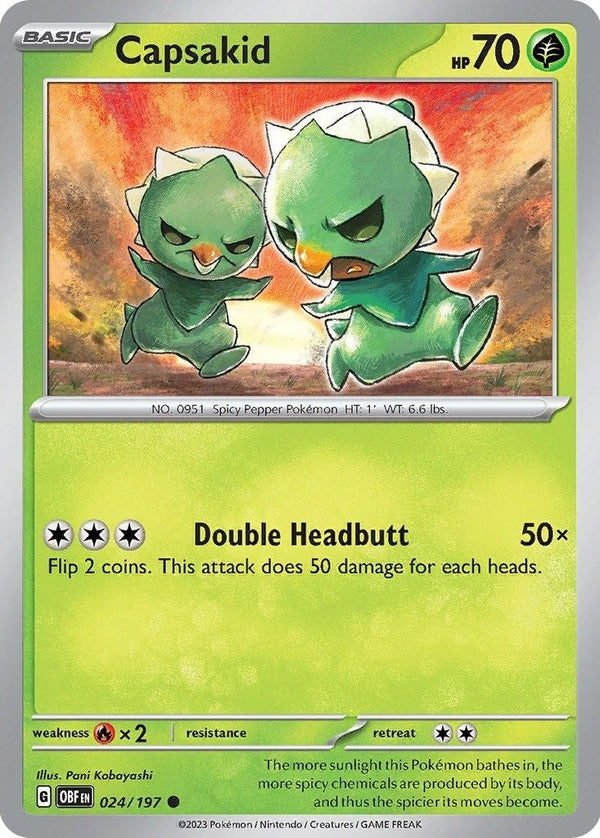 Capsakid - 024/197 Common Pokémon card from Obsidian Flames, Near Mint Normal
