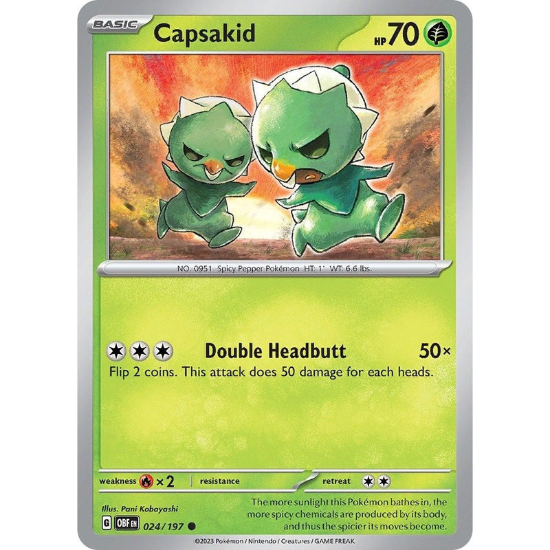 Capsakid - 024/197 Common Pokémon card from Obsidian Flames, Near Mint Normal