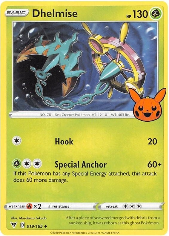 Dhelmise - 019/185 Uncommon Pokémon card from Trick or Trade BOOster Bundle 2023, Near Mint Normal
