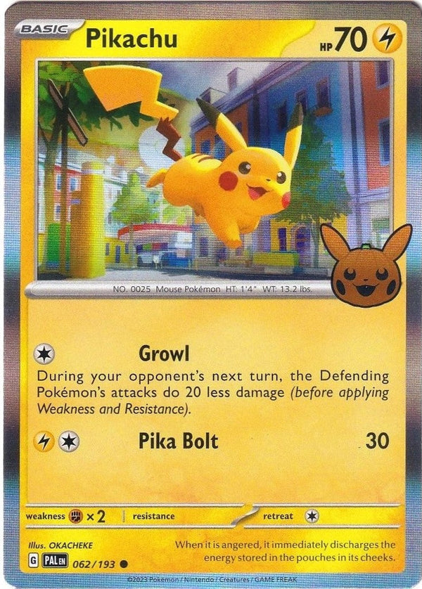 Pikachu - 062/193 Common Pokémon card from Trick or Trade BOOster Bundle 2023, Near Mint Holofoil