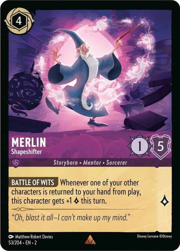Merlin - Shapeshifter - 53/204 Rare Disney Lorcana card from Rise of the Floodborn, Near Mint Cold Foil