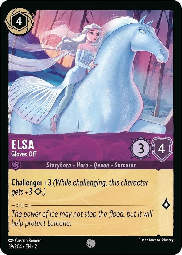 Elsa - Gloves Off - 39/204 Common Disney Lorcana card from Rise of the Floodborn, Near Mint Normal