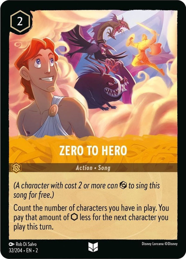 Zero To Hero - 32/204 Uncommon Disney Lorcana card from Rise of the Floodborn, Near Mint Normal
