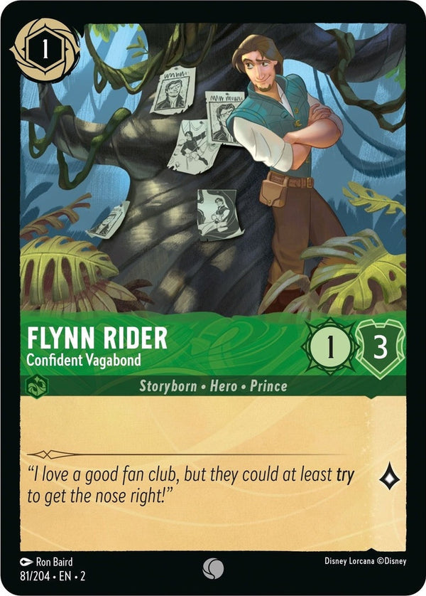 Flynn Rider - Confident Vagabond - 81/204 Common Disney Lorcana card from Rise of the Floodborn, Near Mint Normal