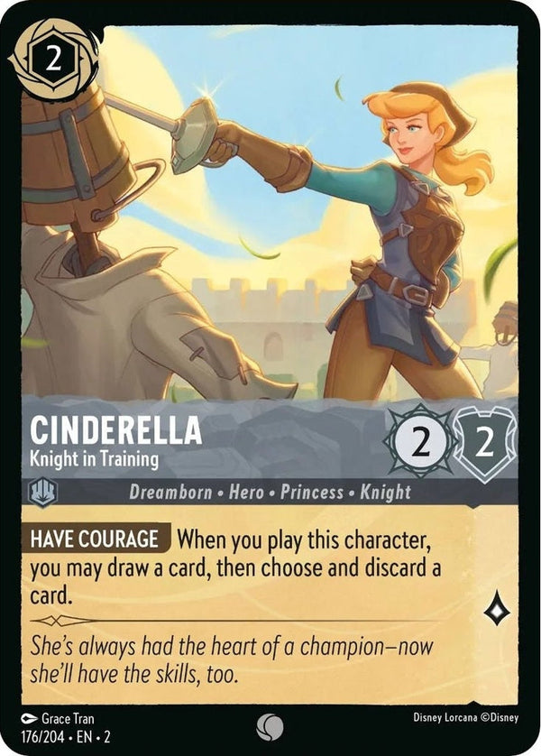 Cinderella - Knight in Training - 176/204 Common Disney Lorcana card from Rise of the Floodborn, Near Mint Normal