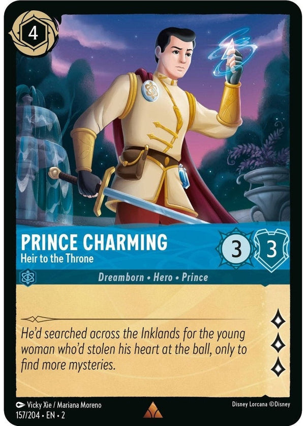 Prince Charming - Heir to the Throne - 157/204 Rare Disney Lorcana card from Rise of the Floodborn, Near Mint Cold Foil
