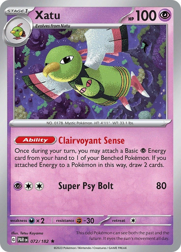 Xatu - 072/182 Rare Pokémon card from Paradox Rift, Near Mint Holofoil