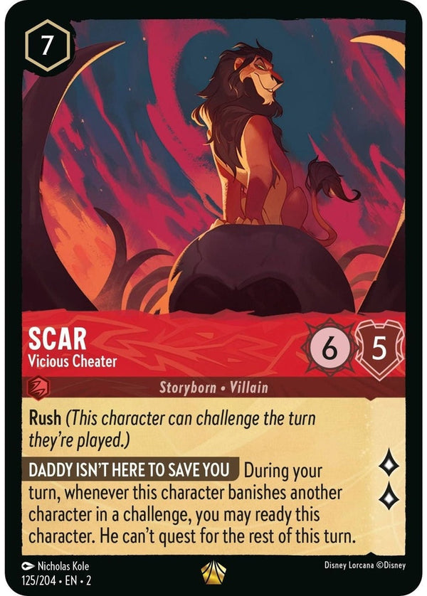 Scar - Vicious Cheater - 125/204 Legendary Disney Lorcana card from Rise of the Floodborn, Near Mint Cold Foil
