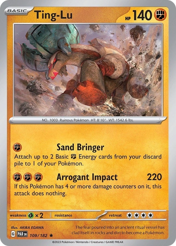 Ting-Lu - 109/182 Rare Pokémon card from Paradox Rift, Near Mint Holofoil