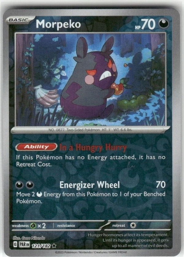 Morpeko - 121/182 Rare Pokémon card from Paradox Rift, Near Mint Reverse Holofoil