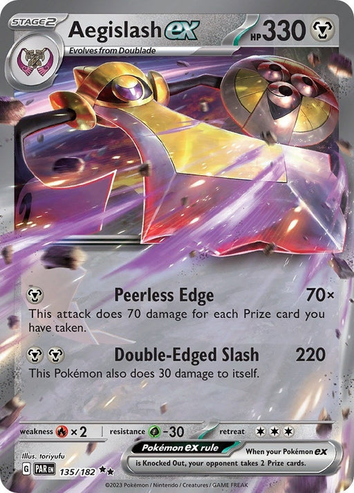 Aegislash ex - 135/182 Double Rare Pokémon card from Paradox Rift, Near Mint Holofoil