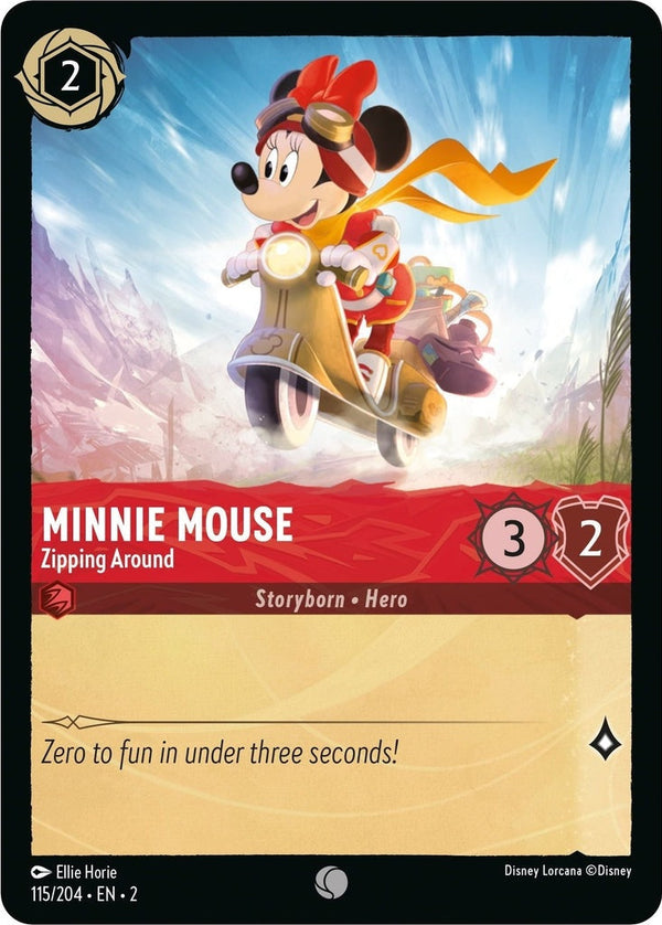 Minnie Mouse - Zipping Around - 115/204 Common Disney Lorcana card from Rise of the Floodborn, Near Mint Normal