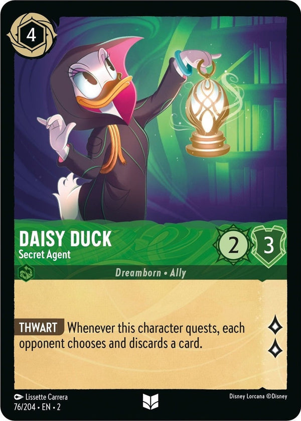 Daisy Duck - Secret Agent - 76/204 Uncommon Disney Lorcana card from Rise of the Floodborn, Near Mint Normal