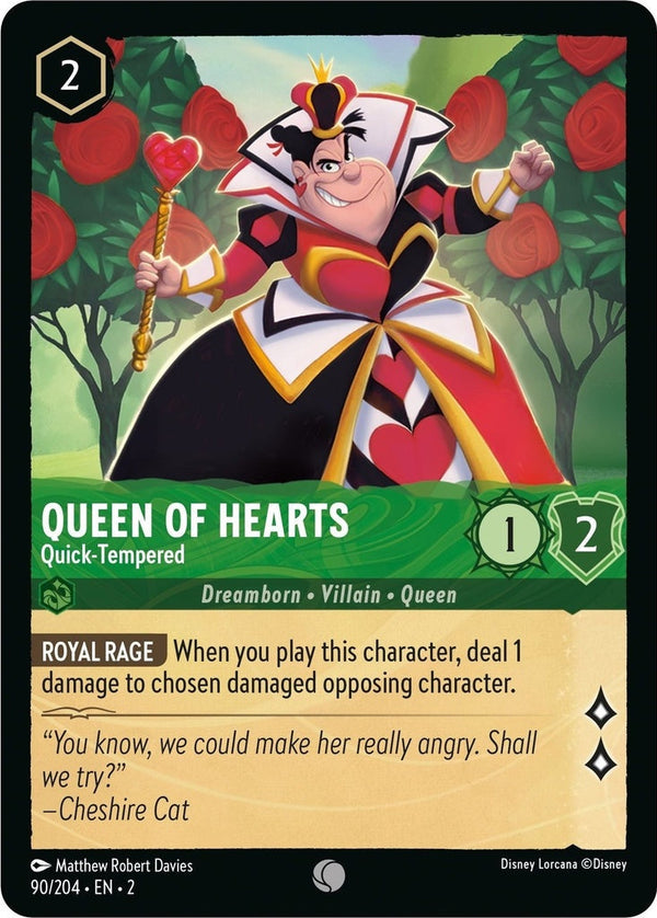 Queen of Hearts - Quick-Tempered - 90/204 Common Disney Lorcana card from Rise of the Floodborn, Near Mint Cold Foil