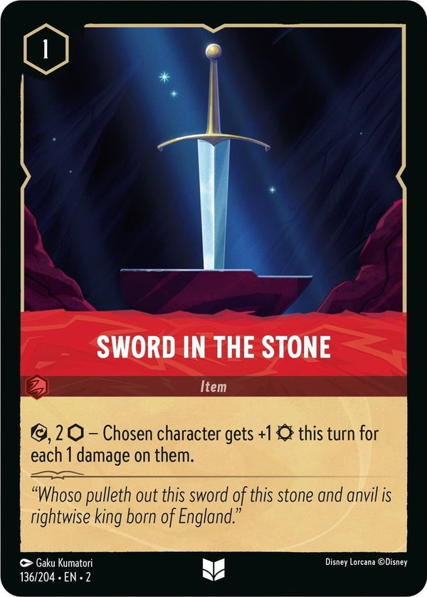 Sword in the Stone - 136/204 Uncommon Disney Lorcana card from Rise of the Floodborn, Near Mint Normal