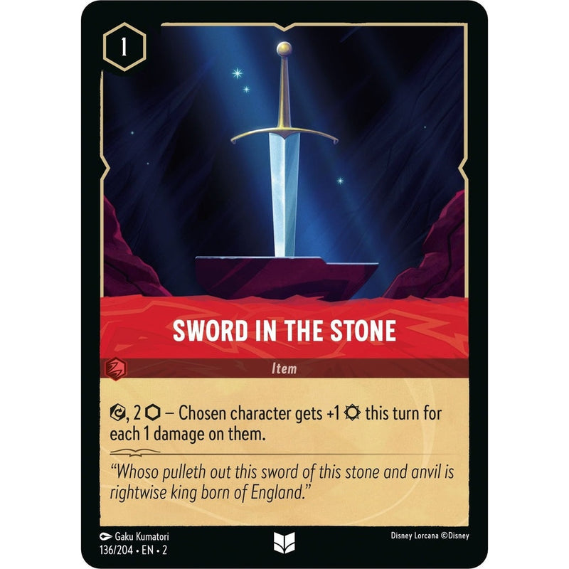 Sword in the Stone - 136/204 Uncommon Disney Lorcana card from Rise of the Floodborn, Near Mint Normal