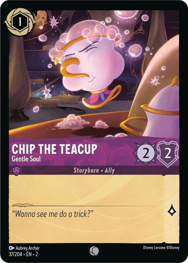 Chip the Teacup - Gentle Soul - 37/204 Common Disney Lorcana card from Rise of the Floodborn, Near Mint Normal