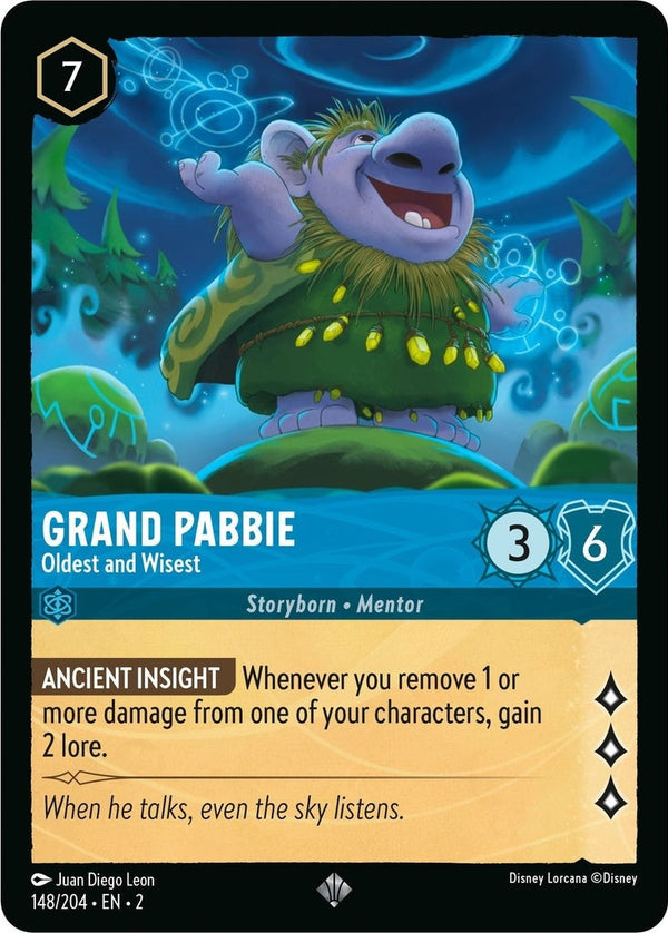Grand Pabbie - Oldest and Wisest - 148/204 Super Rare Disney Lorcana card from Rise of the Floodborn, Near Mint Cold Foil
