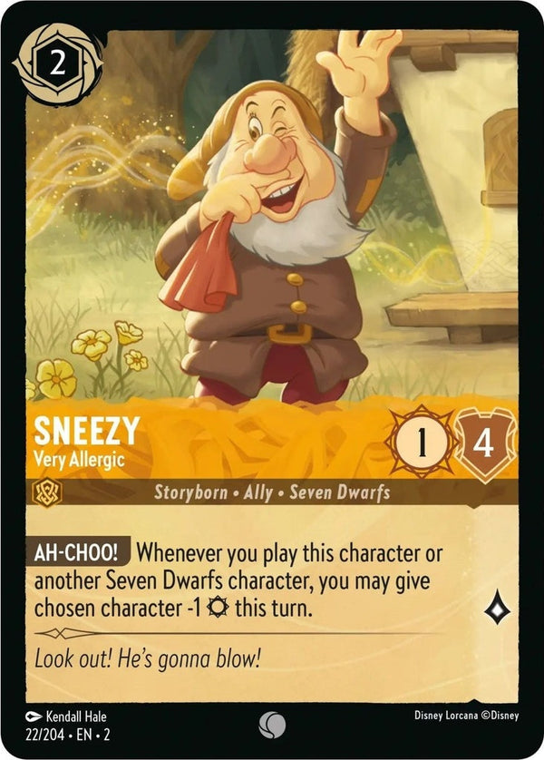Sneezy - Very Allergic - 22/204 Common Disney Lorcana card from Rise of the Floodborn, Near Mint Normal