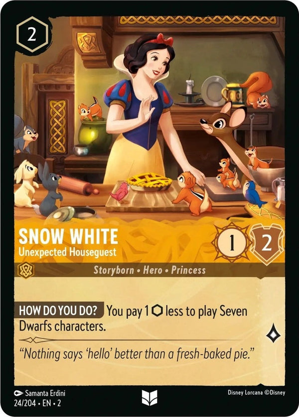 Snow White - Unexpected Houseguest - 24/204 Uncommon Disney Lorcana card from Rise of the Floodborn, Near Mint Cold Foil