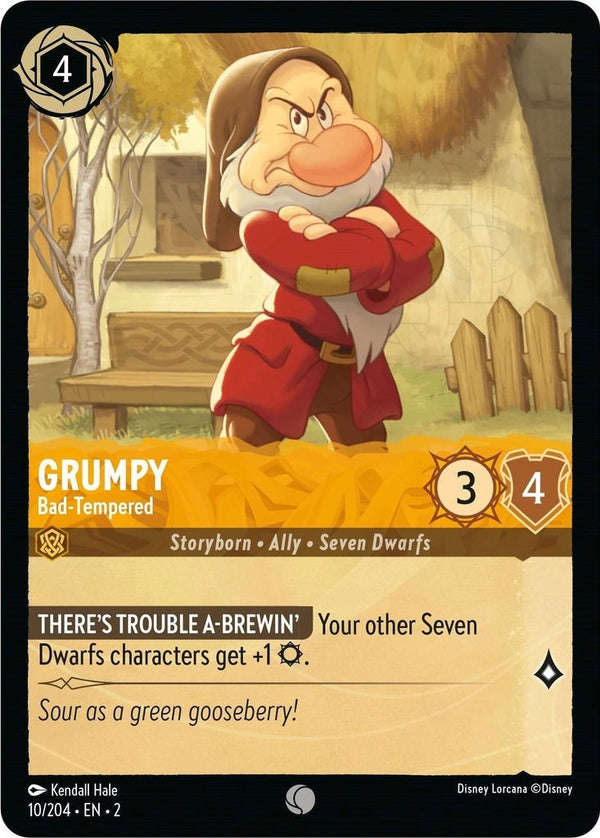 Grumpy - Bad-Tempered - 10/204 Common Disney Lorcana card from Rise of the Floodborn, Near Mint Normal
