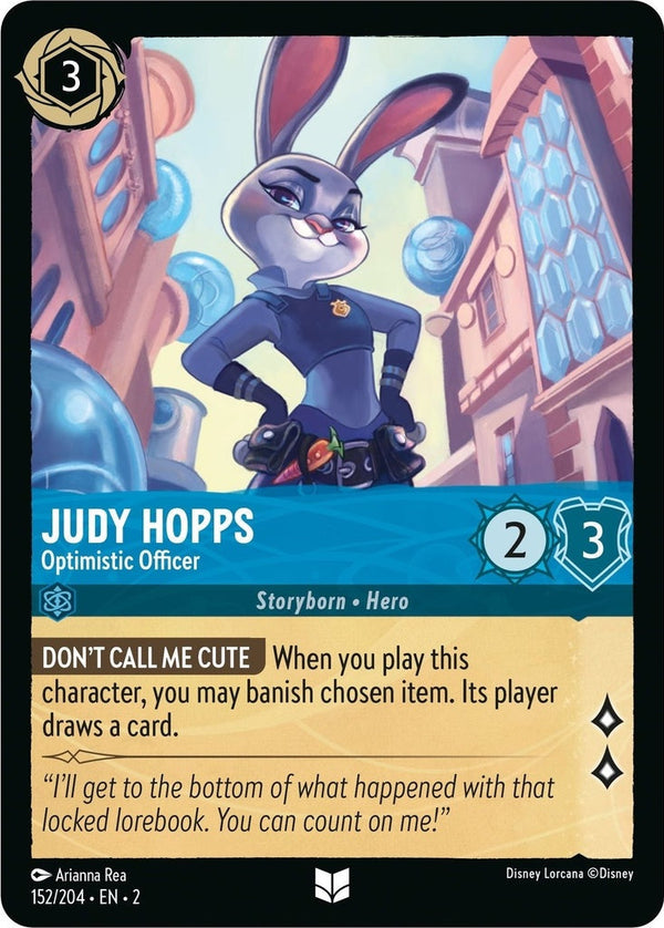 Judy Hopps - Optimistic Officer - 152/204 Uncommon Disney Lorcana card from Rise of the Floodborn, Near Mint Normal