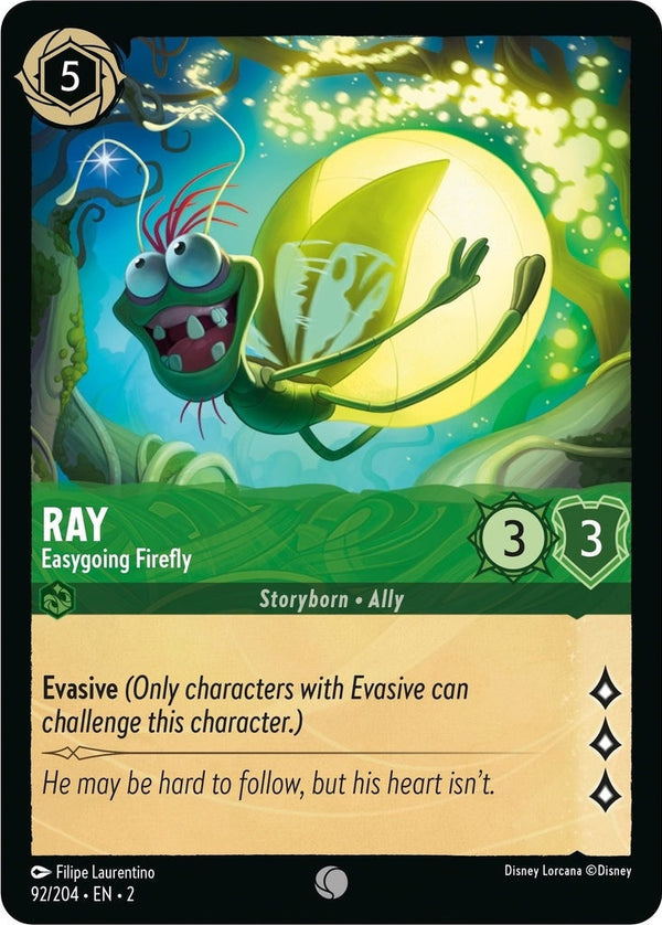 Ray - Easygoing Firefly - 92/204 Common Disney Lorcana card from Rise of the Floodborn, Near Mint Normal