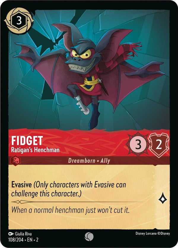 Fidget - Ratigan's Henchman - 108/204 Common Disney Lorcana card from Rise of the Floodborn, Near Mint Normal