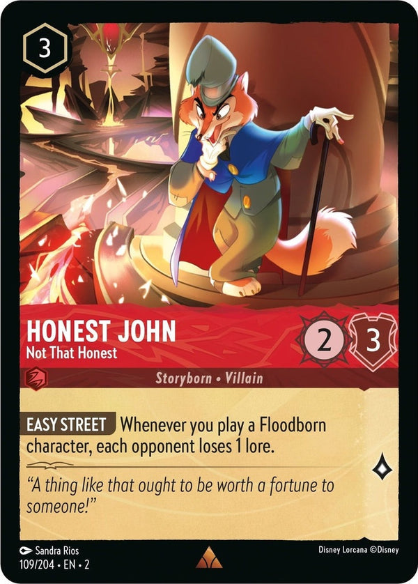 Honest John - Not That Honest - 109/204 Rare Disney Lorcana card from Rise of the Floodborn, Near Mint Cold Foil