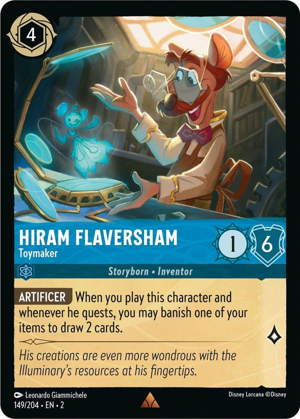 Hiram Flaversham - Toymaker - 149/204 Rare Disney Lorcana card from Rise of the Floodborn, Near Mint Normal