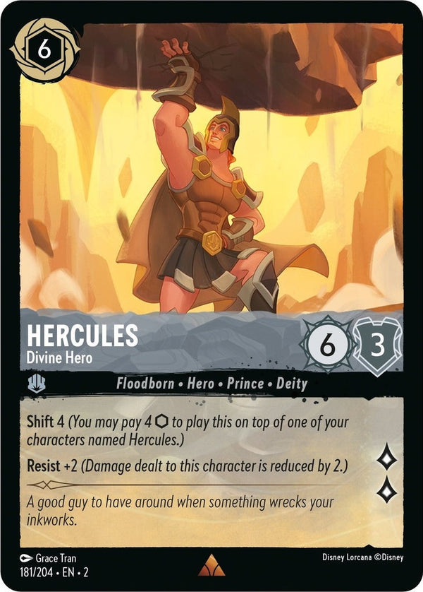 Hercules - Divine Hero - 181/204 Rare Disney Lorcana card from Rise of the Floodborn, Near Mint Normal