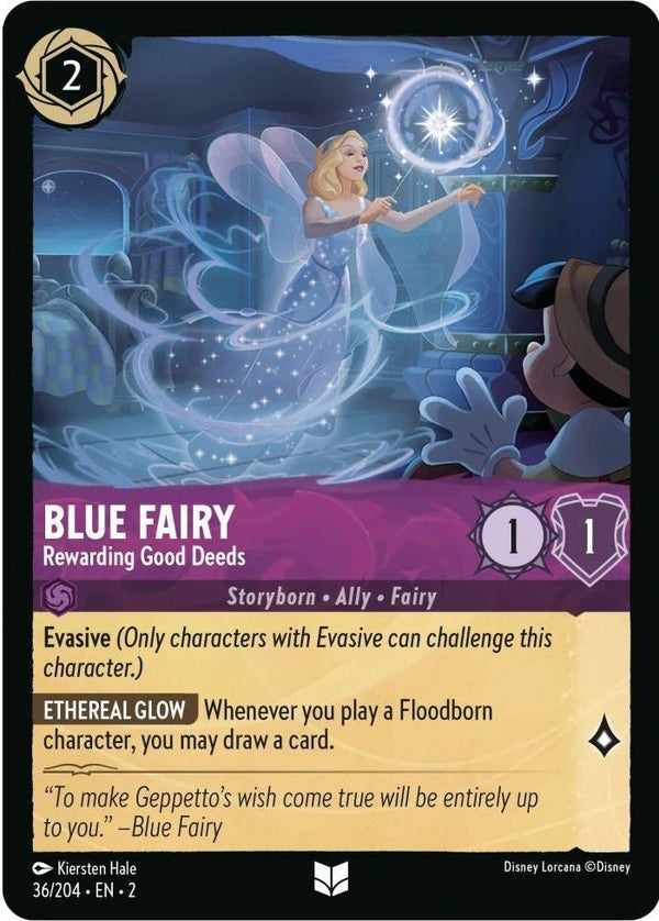 Blue Fairy - Rewarding Good Deeds - 36/204 Uncommon Disney Lorcana card from Rise of the Floodborn, Near Mint Cold Foil