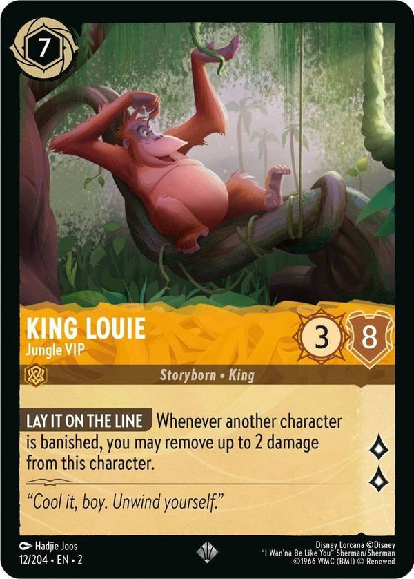 King Louie - Jungle VIP - 12/204 Super Rare Disney Lorcana card from Rise of the Floodborn, Near Mint Normal