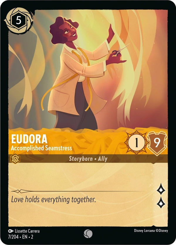 Eudora - Accomplished Seamstress - 7/204 Common Disney Lorcana card from Rise of the Floodborn, Near Mint Normal