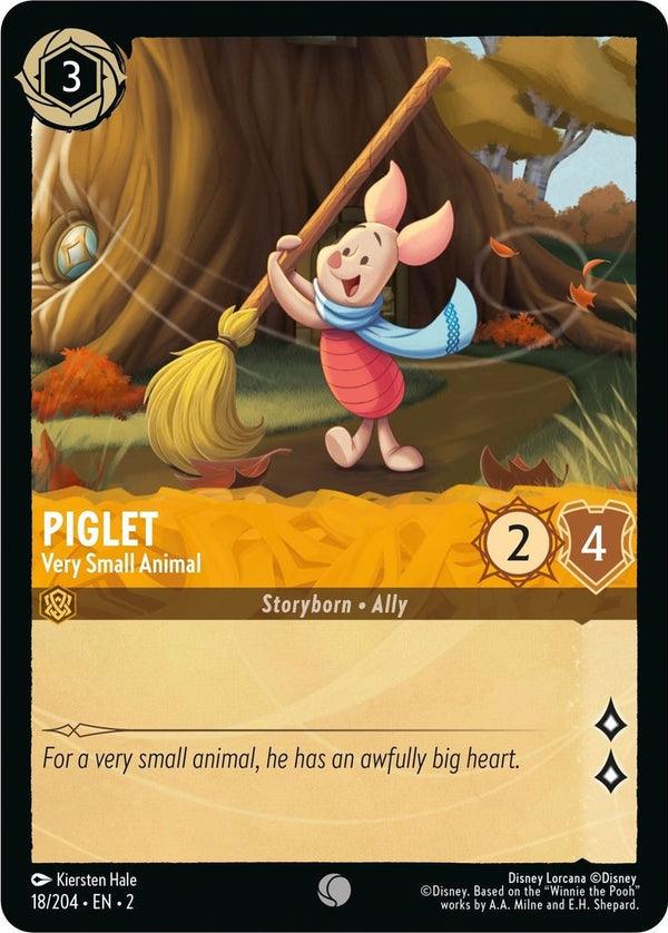 Piglet - Very Small Animal - 18/204 Common Disney Lorcana card from Rise of the Floodborn, Near Mint Normal