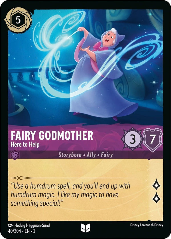 Fairy Godmother - Here to Help - 40/204 Uncommon Disney Lorcana card from Rise of the Floodborn, Near Mint Normal