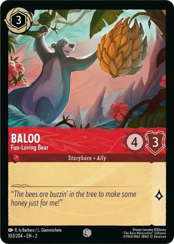 Baloo - Fun-Loving Bear - 103/204 Common Disney Lorcana card from Rise of the Floodborn, Near Mint Normal