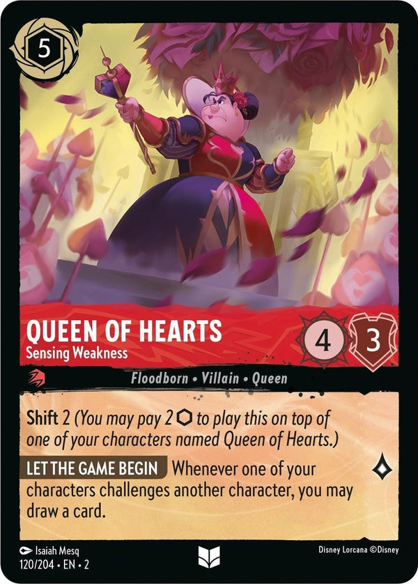 Queen of Hearts - Sensing Weakness - 120/204 Uncommon Disney Lorcana card from Rise of the Floodborn, Near Mint Normal