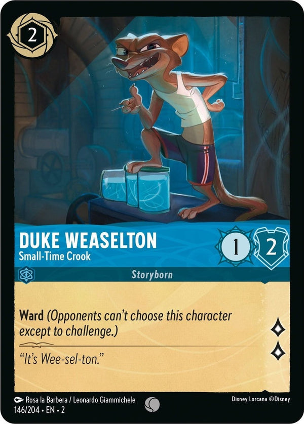 Duke Weaselton - Small-Time Crook - 146/204 Common Disney Lorcana card from Rise of the Floodborn, Near Mint Normal
