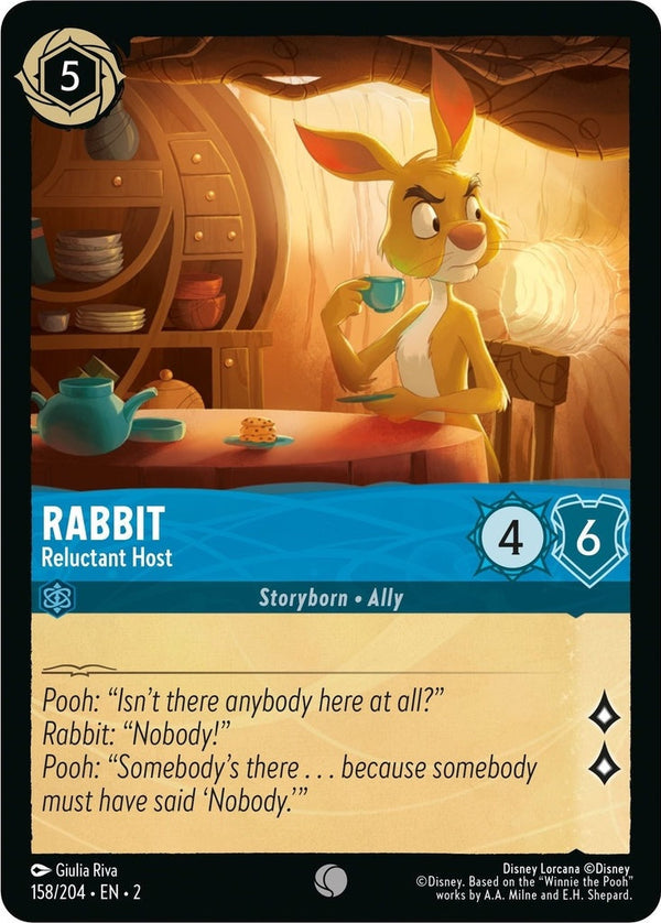 Rabbit - Reluctant Host - 158/204 Common Disney Lorcana card from Rise of the Floodborn, Near Mint Cold Foil