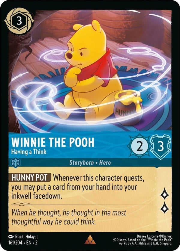 Winnie the Pooh - Having a Think - 161/204 Rare Disney Lorcana card from Rise of the Floodborn, Near Mint Normal