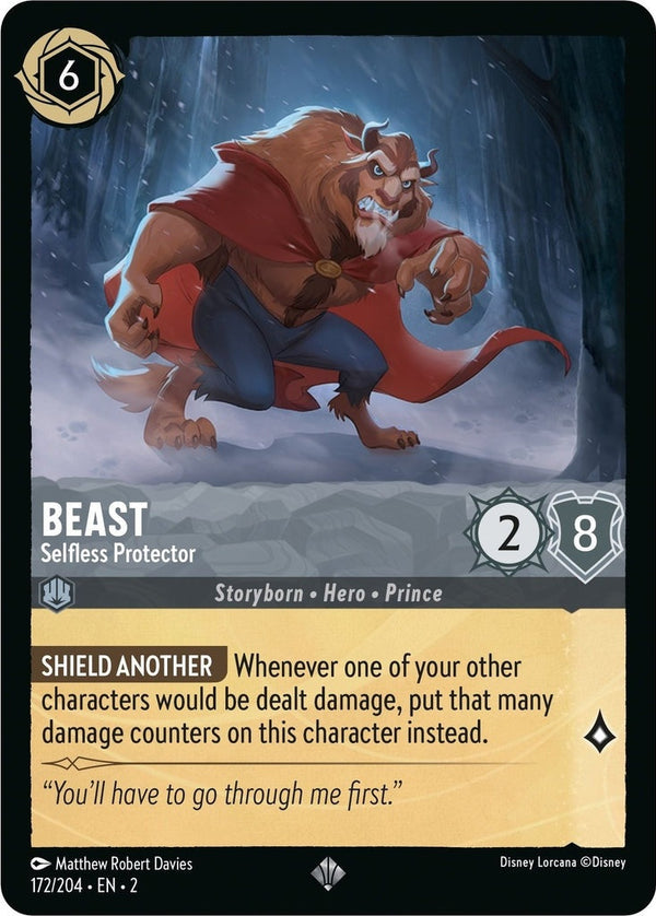 Beast - Selfless Protector - 172/204 Super Rare Disney Lorcana card from Rise of the Floodborn, Near Mint Cold Foil