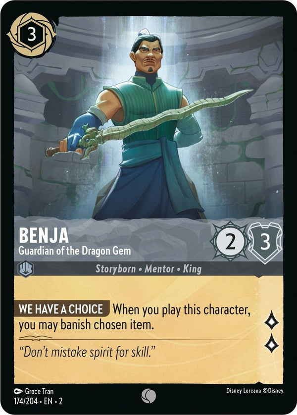 Benja - Guardian of the Dragon Gem - 174/204 Common Disney Lorcana card from Rise of the Floodborn, Near Mint Normal