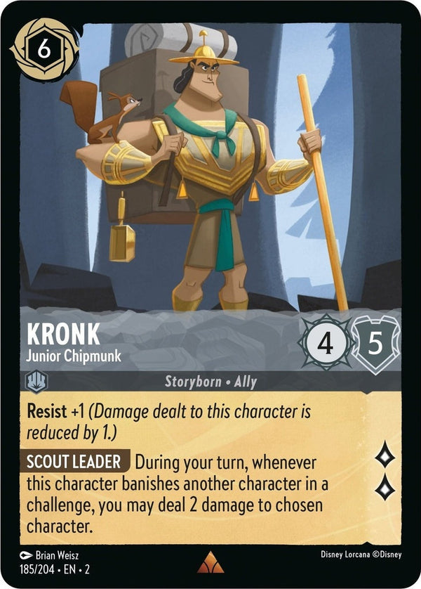 Kronk - Junior Chipmunk - 185/204 Rare Disney Lorcana card from Rise of the Floodborn, Near Mint Normal