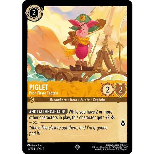 Piglet - Pooh Pirate Captain - 16/204 Super Rare Disney Lorcana card from Into the Inklands, Near Mint Normal