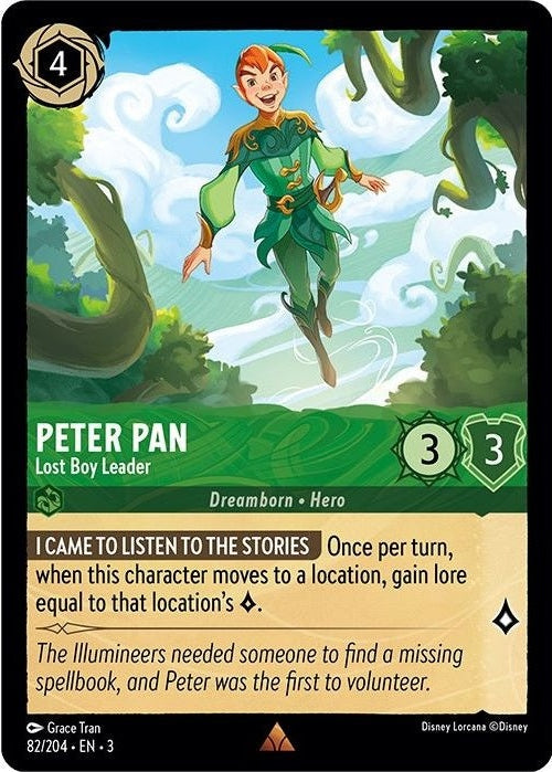 Peter Pan - Lost Boy Leader - 82/204 Rare Disney Lorcana card from Into the Inklands, Near Mint Normal