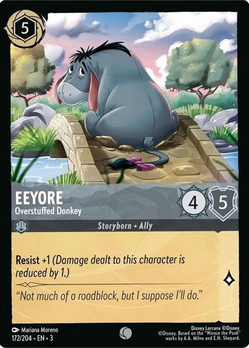 Eeyore - Overstuffed Donkey - 172/204 Common Disney Lorcana card from Into the Inklands, Near Mint Normal