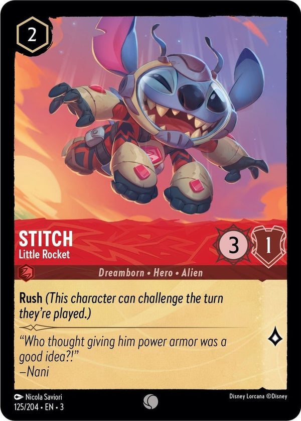 Stitch - Little Rocket - 125/204 Common Disney Lorcana card from Into the Inklands, Near Mint Normal