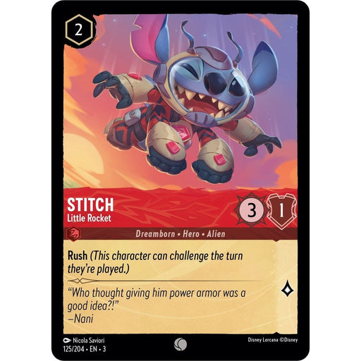 Stitch - Little Rocket - 125/204 Common Disney Lorcana card from Into the Inklands, Near Mint Normal